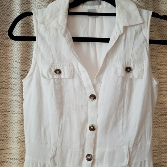 H&M white Linen Dress , Button front dress size 8 - Picture 7 of 11
